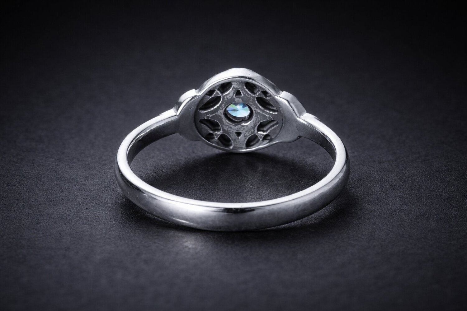 Celtic Silver Ring Blue Cubic Zirconia