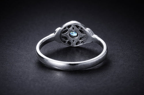 Celtic Silver Ring Blue Cubic Zirconia