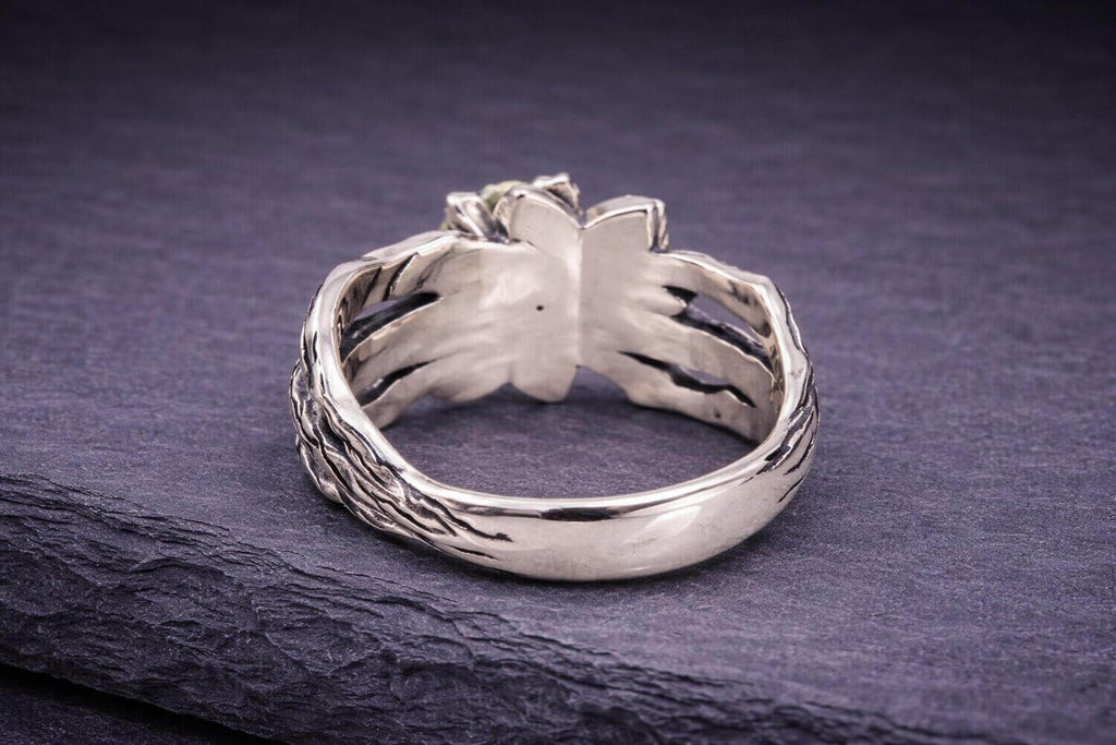 Silver Flower Ring Yellow Cubic Zirconia