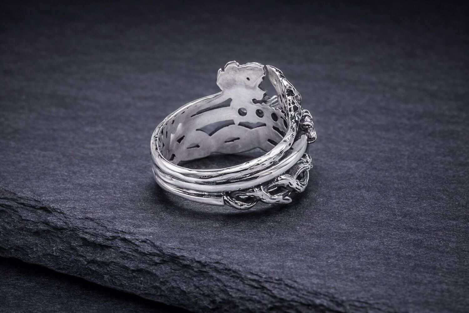 Silver Leaf Branch Stacking Ring Cubic Zirconia