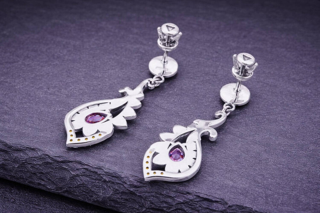 Silver Lotus Drop Earrings