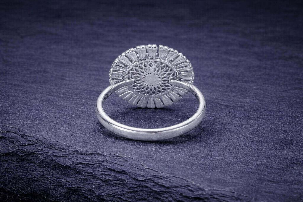 Sterling Silver Mandala Ring Cubic Zirconia