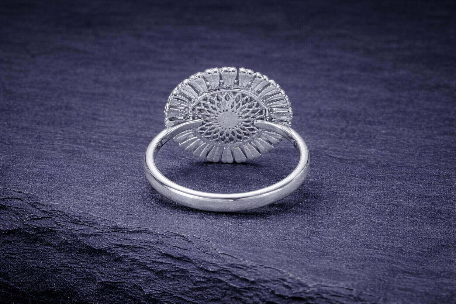 Sterling Silver Mandala Ring Cubic Zirconia