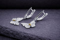 Sterling silver butterfly drop earrings with citrine gemstones