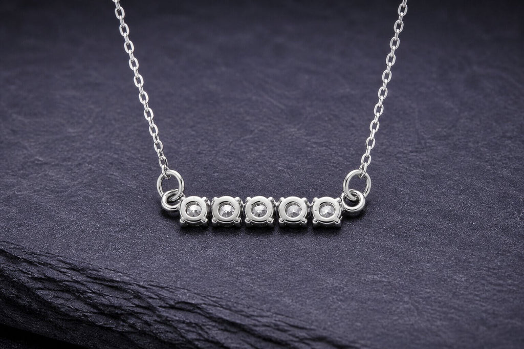 Sterling Silver Five Stone Bar Necklace