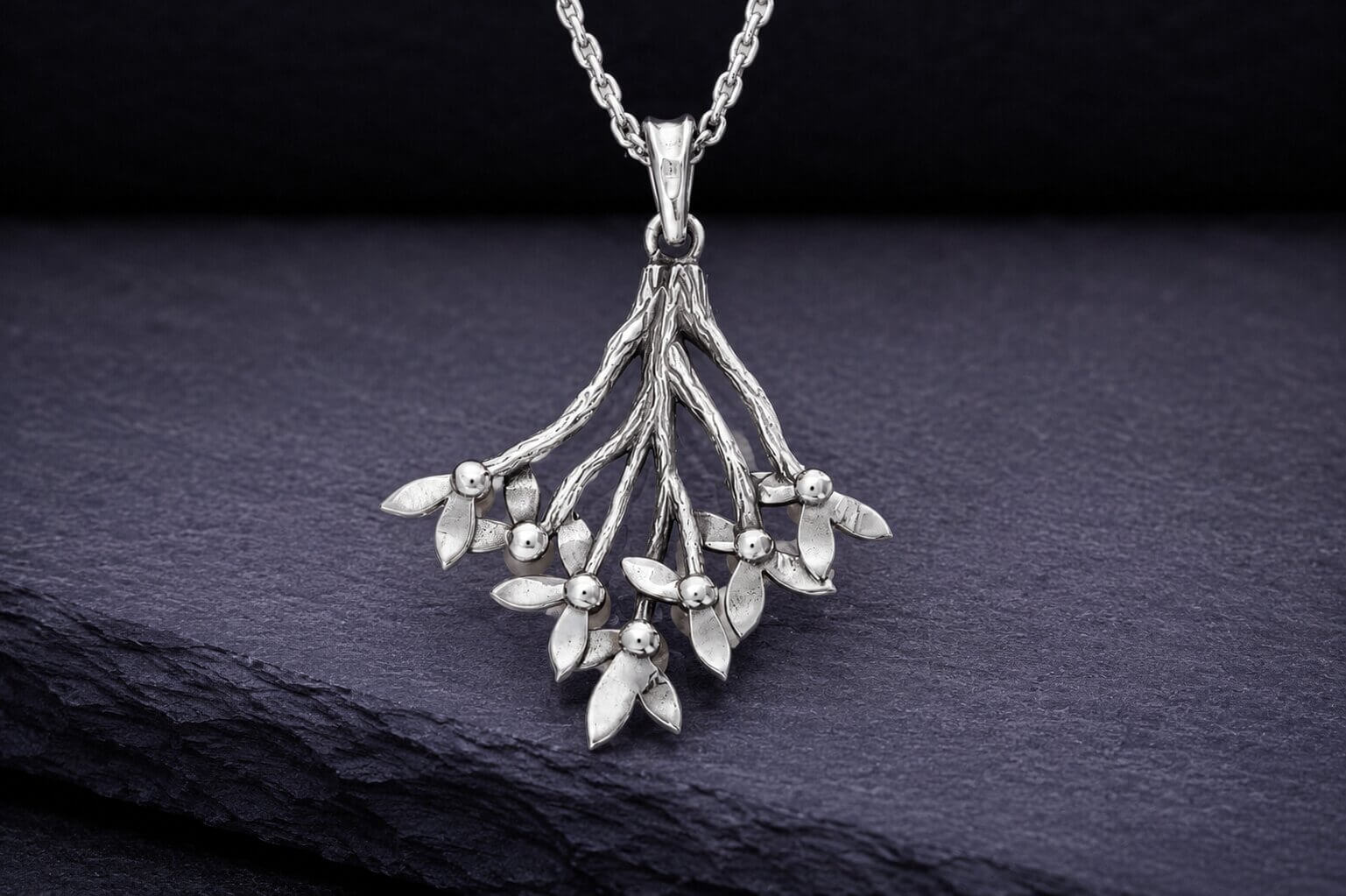 Silver Branch Necklace with Pearls